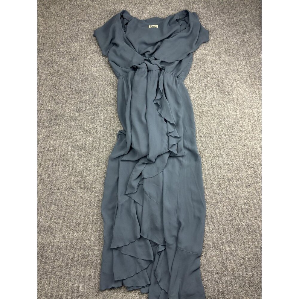 Show Me Your MuMu Dress Womens‎ Medium Blue Off Shoulder Ruffle Maxi Wrap Gown